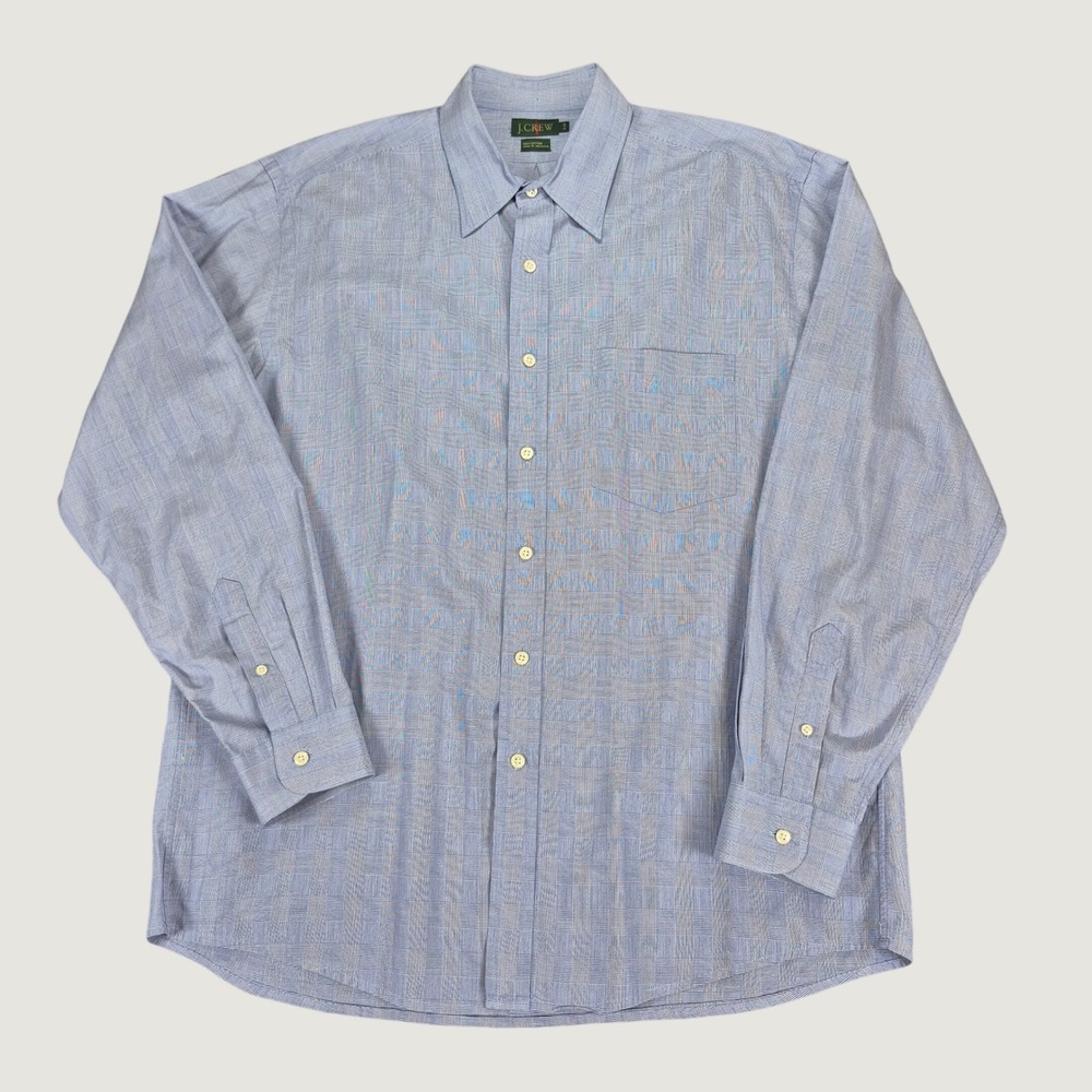 J.Crew‎ Oarsman Button Up Shirt Mens 16-34 Blue Glenn Plaid Cotton Long Sleeve
